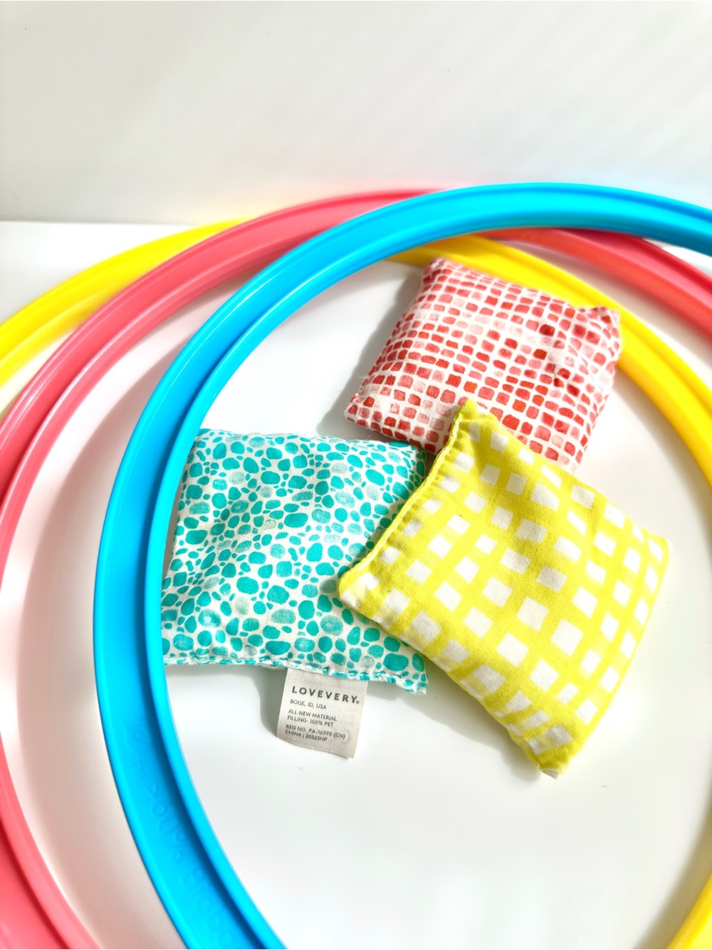 Lovevery Eco Hoops & Bean Bags from the Researcher Play Kit, 31-33+ Months